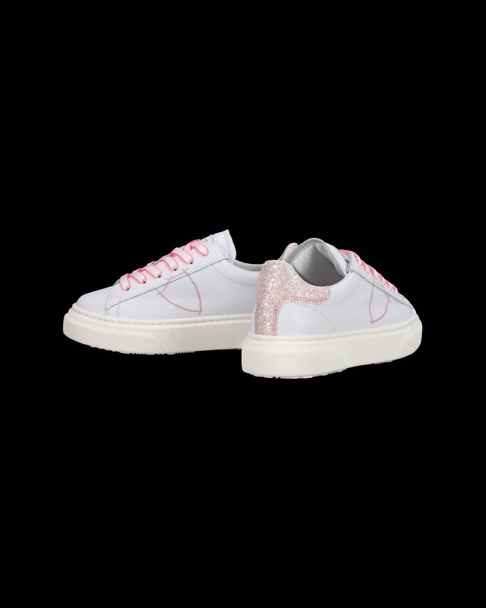 Philippe Model Sneakers basse Temple da Ragazzo in pelle, Bianco Rosa Vendita