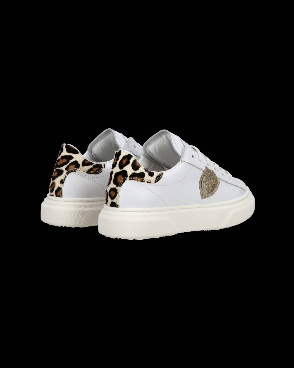 Philippe Model Junior Temple Low-Top Sneakers in Leather, White Pink Promozione