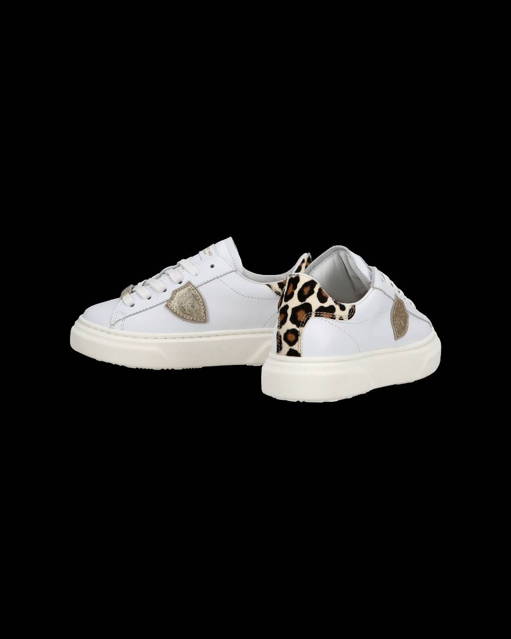 Philippe Model Junior Temple Low-Top Sneakers in Leather, White Pink Promozione