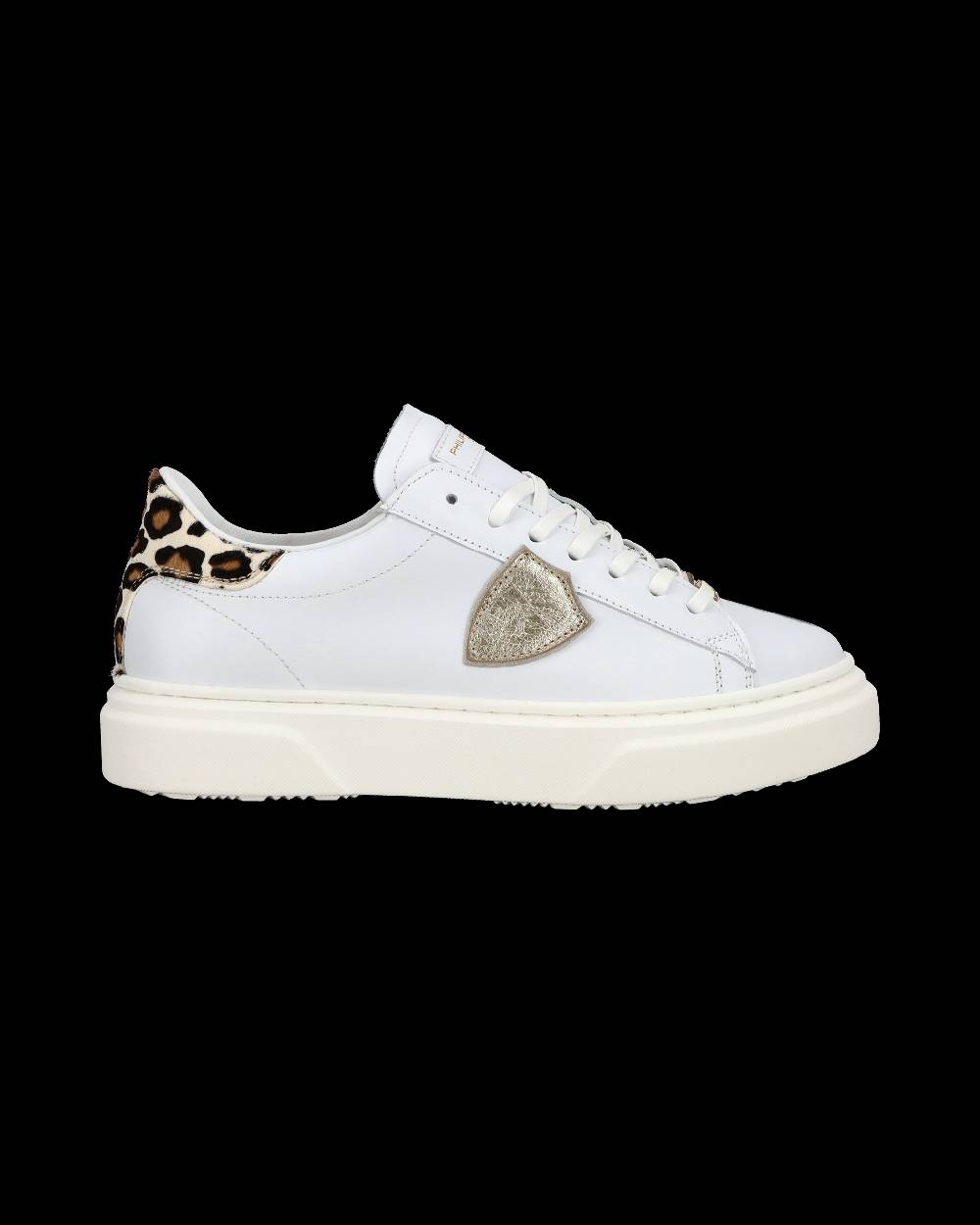 Philippe Model Junior Temple Low-Top Sneakers in Leather, White Pink Spedizione Gratuita
