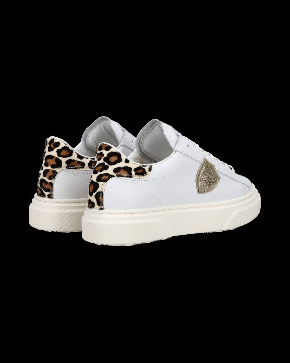 Philippe Model Junior Temple Low-Top Sneakers in Leather, White Pink Spedizione Gratuita
