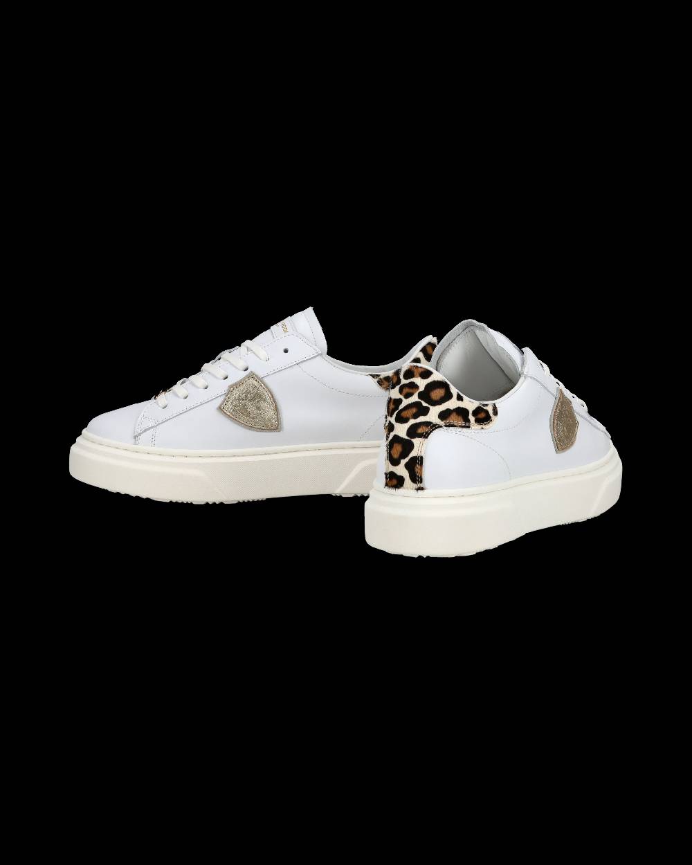 Philippe Model Junior Temple Low-Top Sneakers in Leather, White Pink Spedizione Gratuita