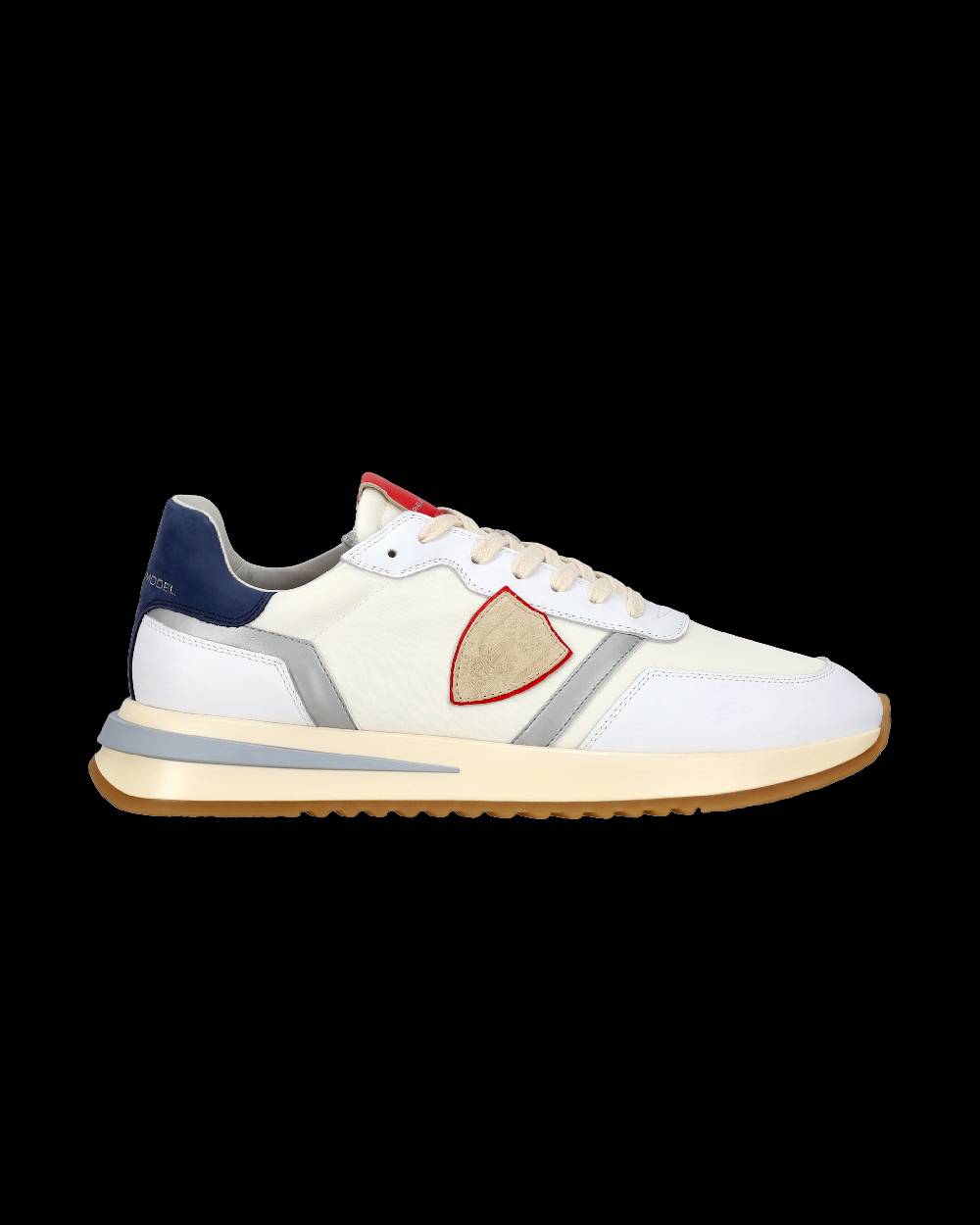 Philippe Model Sneaker casual Tropez 2.1 da uomo in nylon e pelle - Bianco, blu e rosso Sottocosto