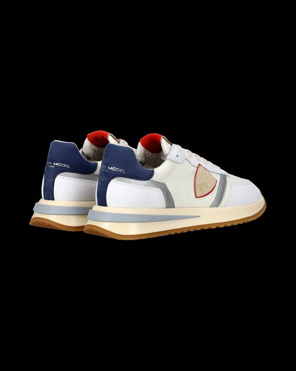 Philippe Model Sneaker casual Tropez 2.1 da uomo in nylon e pelle - Bianco, blu e rosso Sottocosto