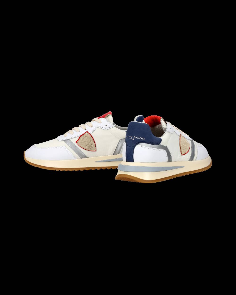 Philippe Model Sneaker casual Tropez 2.1 da uomo in nylon e pelle - Bianco, blu e rosso Sottocosto