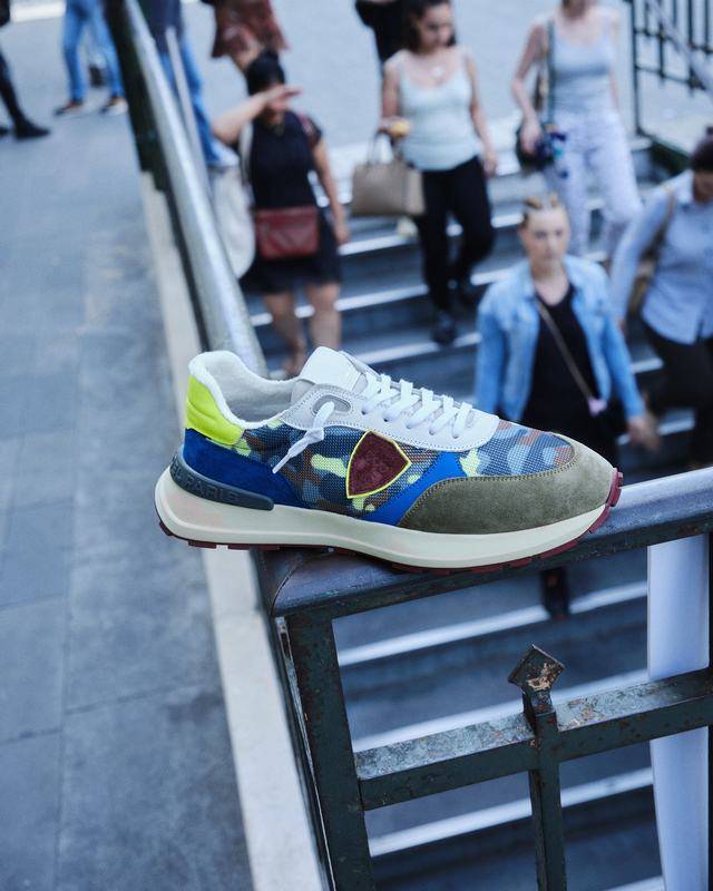 Philippe Model Sneaker running basse Antibes uomo - camouflage, verde e giallo Nuovo