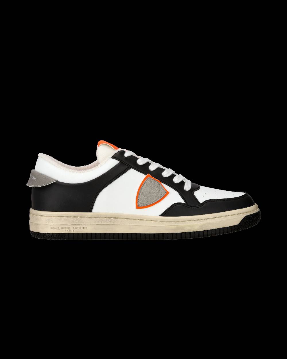 Philippe Model Sneaker streetwear Lyon da uomo in pelle riciclata - Nero e arancione Soddisfazione Garantita
