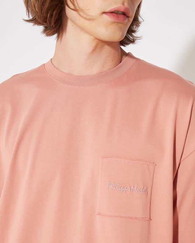 Philippe Model T-Shirt Maurice da Uomo Rosa in Jersey Promozione Limitata