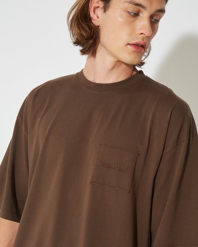 Philippe Model T-Shirt Maurice da Uomo Marrone Noce in Jersey Fino Al -60%