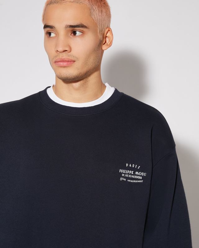 Philippe Model Felpa girocollo Benjamin da Uomo Blu in Jersey Affare Del Giorno