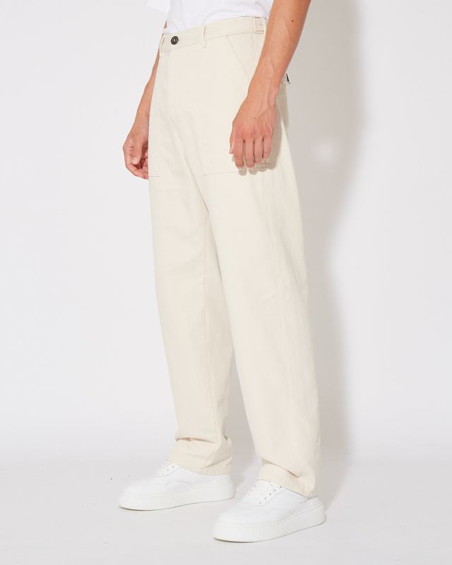 Philippe Model Pantaloni CHARLES da Uomo Ecru in Bull Denim Sconto