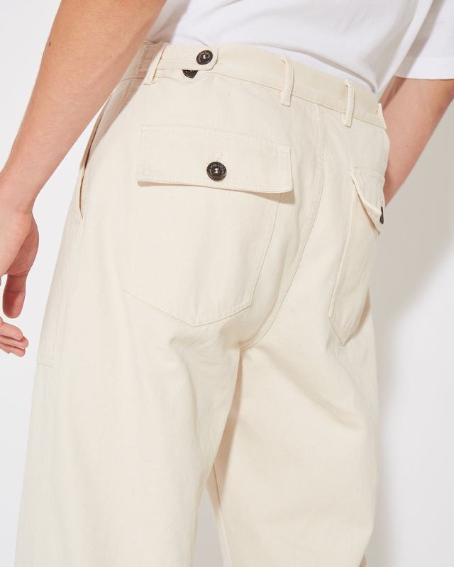 Philippe Model Pantaloni CHARLES da Uomo Ecru in Bull Denim Sconto