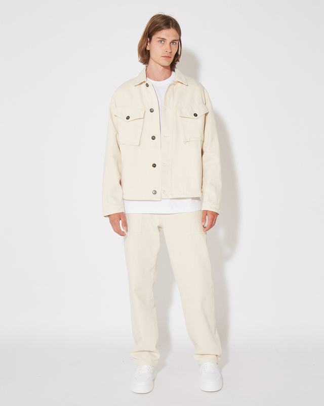 Philippe Model Pantaloni CHARLES da Uomo Ecru in Bull Denim Sconto