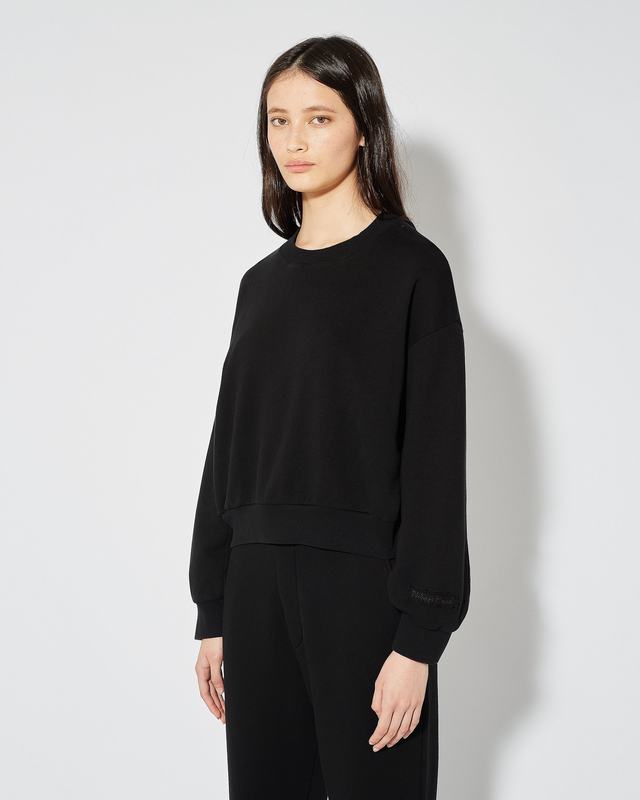 Philippe Model Felpa Cropped Beatrice da Donna Nera in Jersey In Vendita
