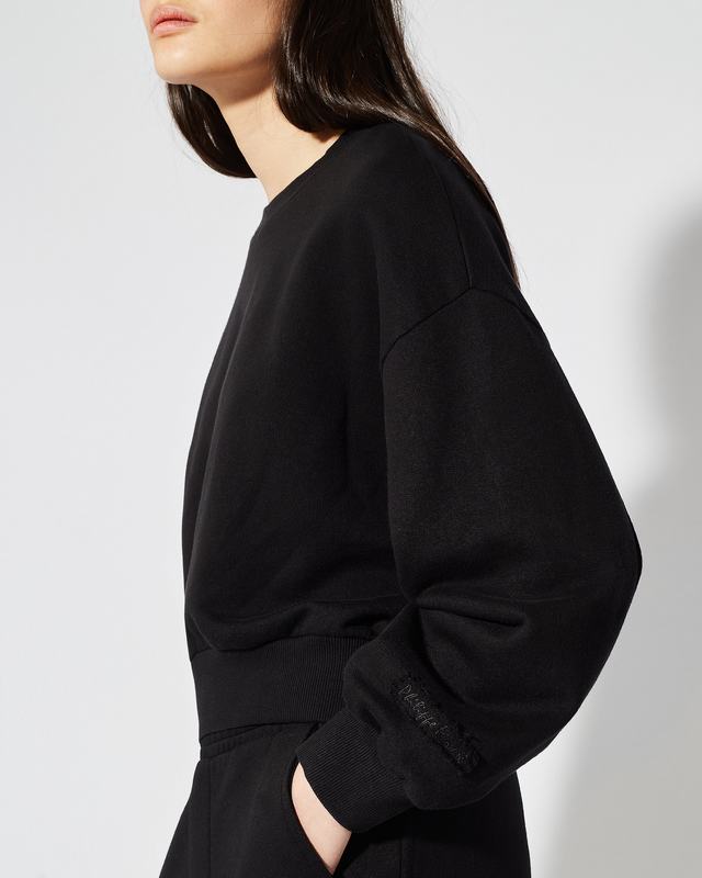 Philippe Model Felpa Cropped Beatrice da Donna Nera in Jersey In Vendita