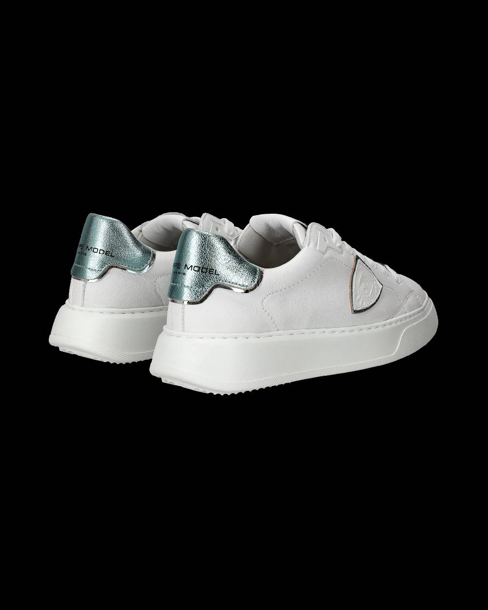 Philippe Model Sneakers Temple da Donna Bianche e Blu in Pelle Morbida Novità