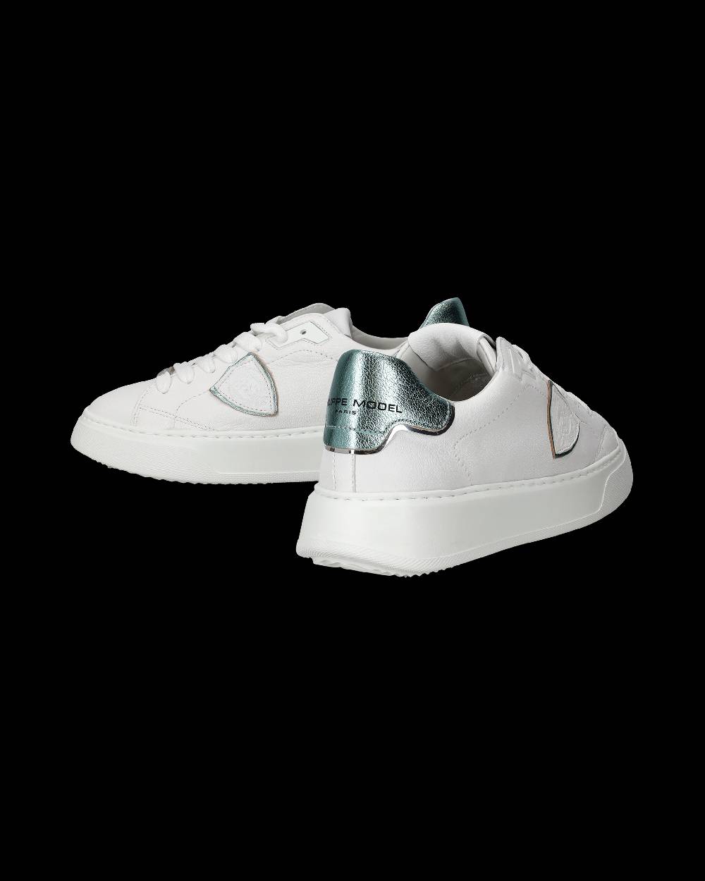 Philippe Model Sneakers Temple da Donna Bianche e Blu in Pelle Morbida Novità