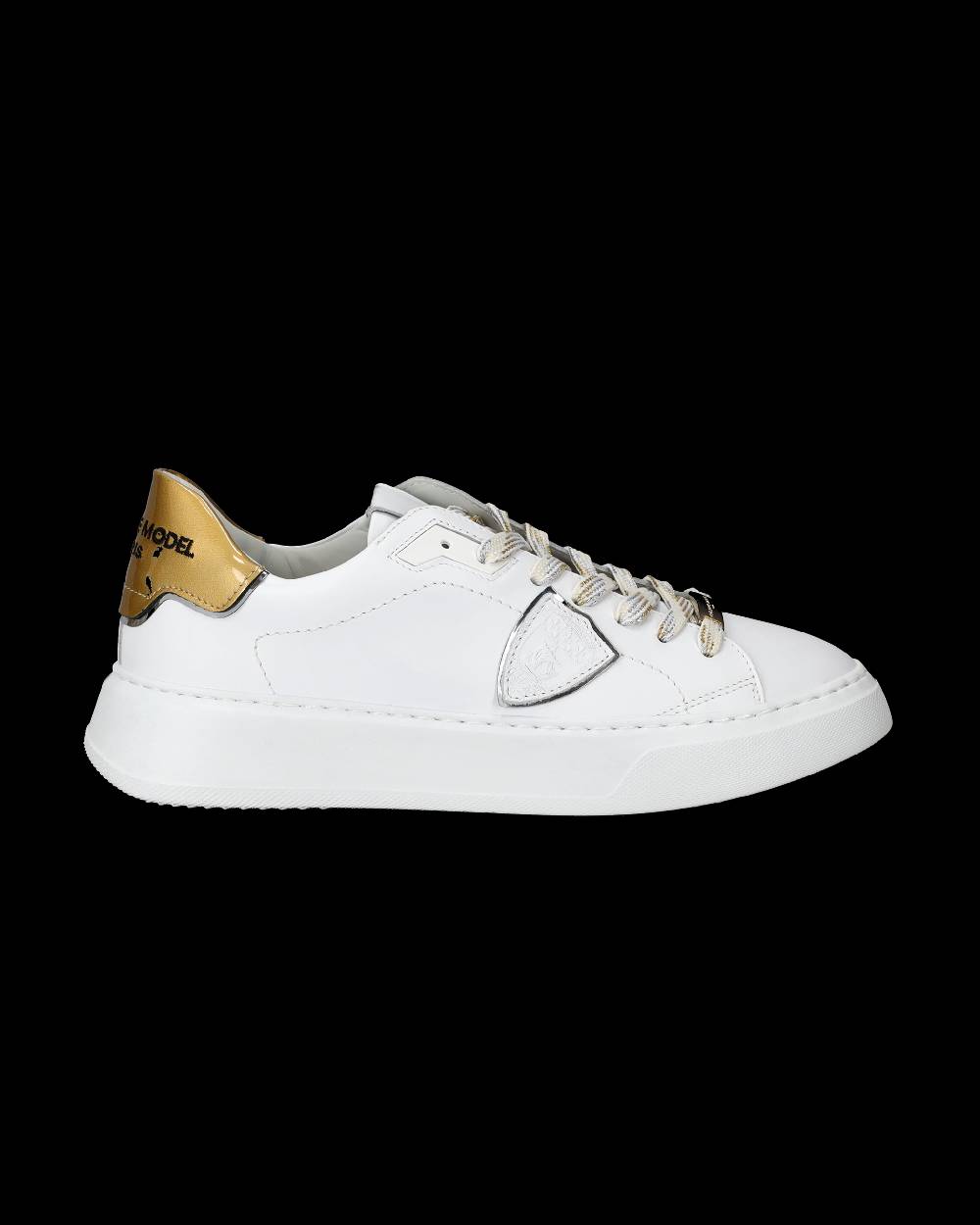 Philippe Model Sneakers Temple da Donna Bianche e Oro in Pelle E Vernice Promozione