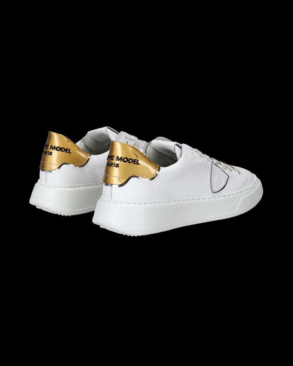 Philippe Model Sneakers Temple da Donna Bianche e Oro in Pelle E Vernice Promozione