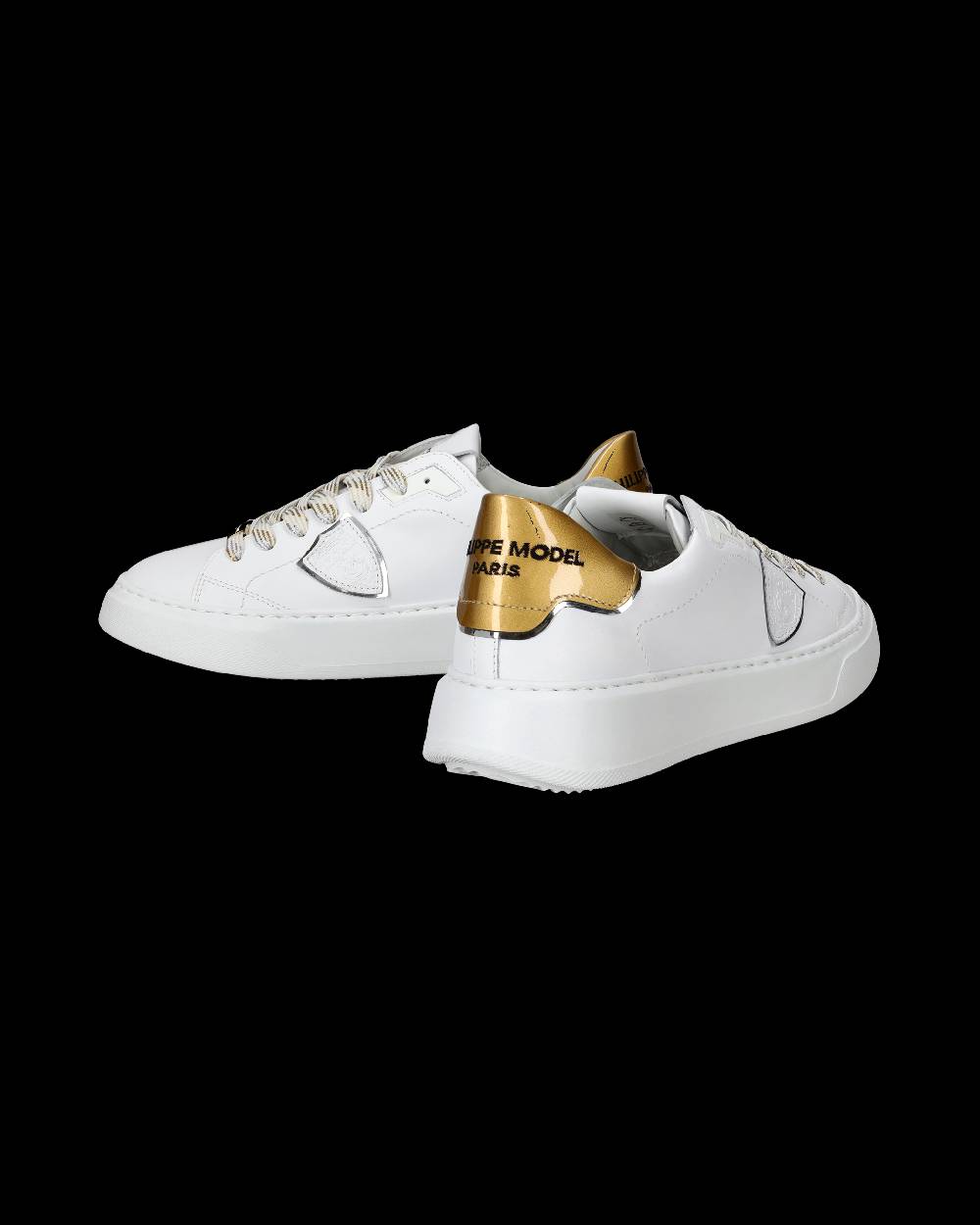 Philippe Model Sneakers Temple da Donna Bianche e Oro in Pelle E Vernice Promozione