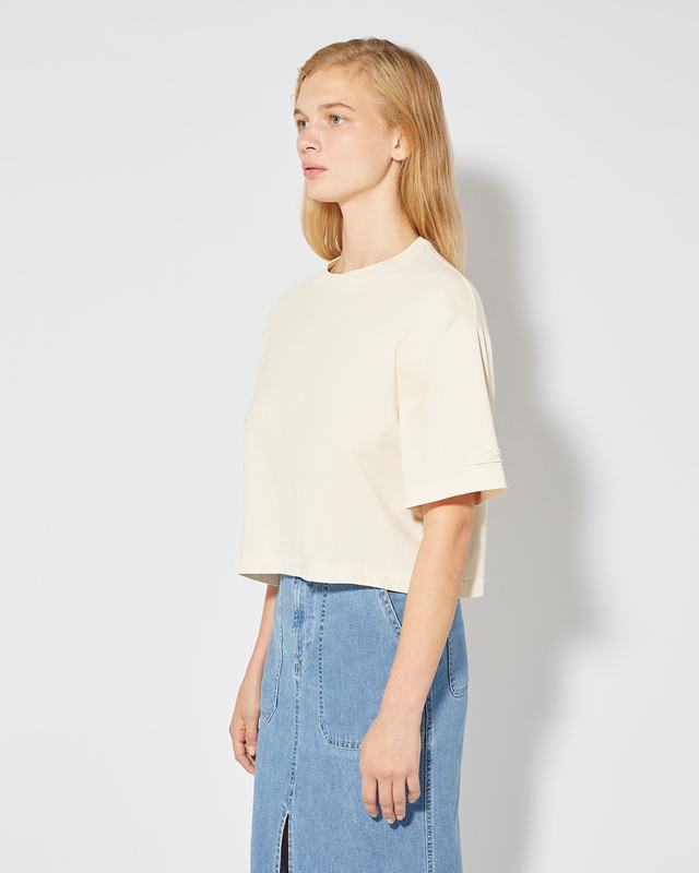 Philippe Model T-Shirt Cropped Marion da Donna Beige ecru in Jersey Sconti VIP