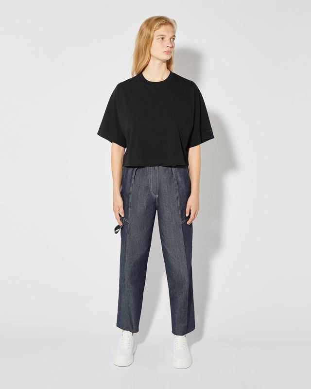 Philippe Model T-Shirt Cropped Marion da Donna Nera in Jersey Sconto