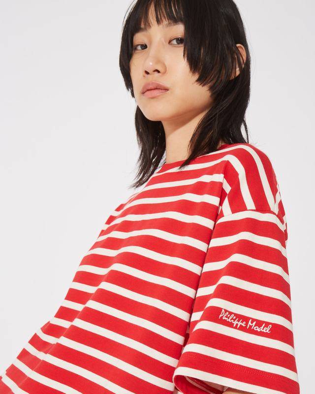 Philippe Model T-Shirt Monique da Donna Rossa in Cotone Nuovo
