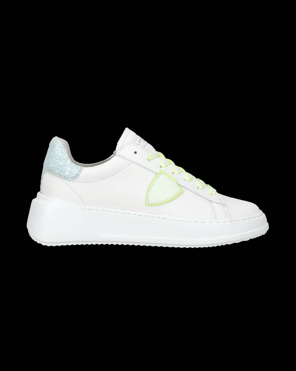 Philippe Model Sneakers casual Tres Temple da donna in pelle e glitter - Bianco e rosa In Vendita