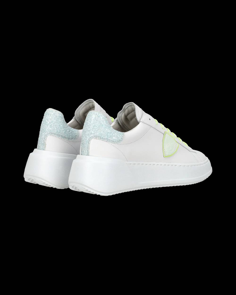 Philippe Model Sneakers casual Tres Temple da donna in pelle e glitter - Bianco e rosa In Vendita