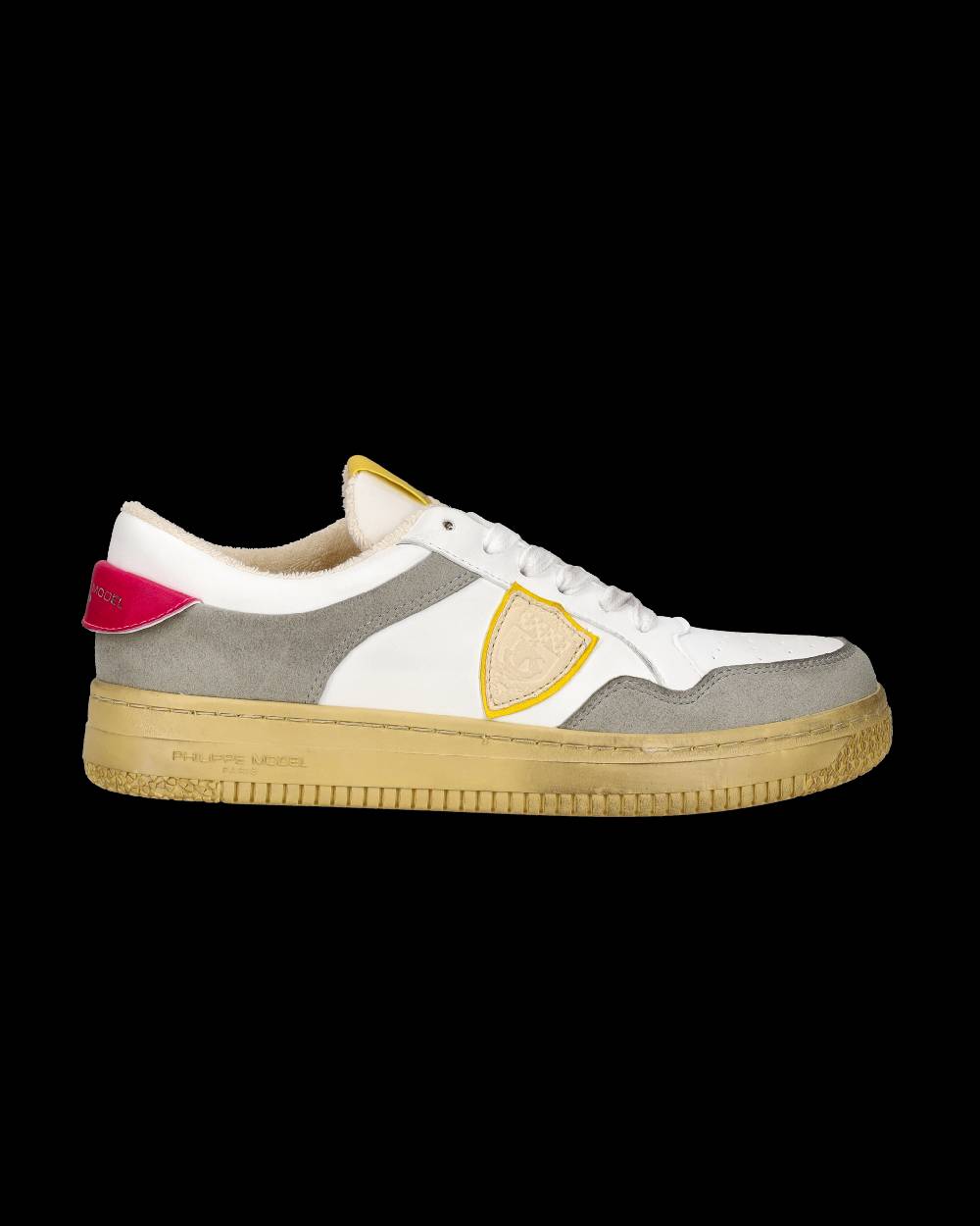 Philippe Model Sneakers Lyon Tennis Donna, Bianco Fucsia Giallo Sottocosto