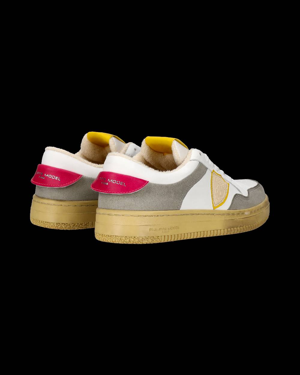 Philippe Model Sneakers Lyon Tennis Donna, Bianco Fucsia Giallo Sottocosto