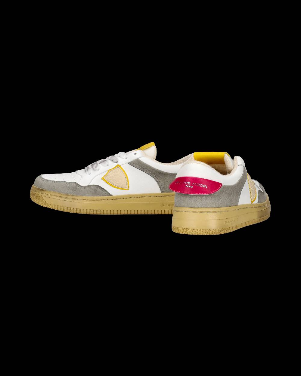 Philippe Model Sneakers Lyon Tennis Donna, Bianco Fucsia Giallo Sottocosto