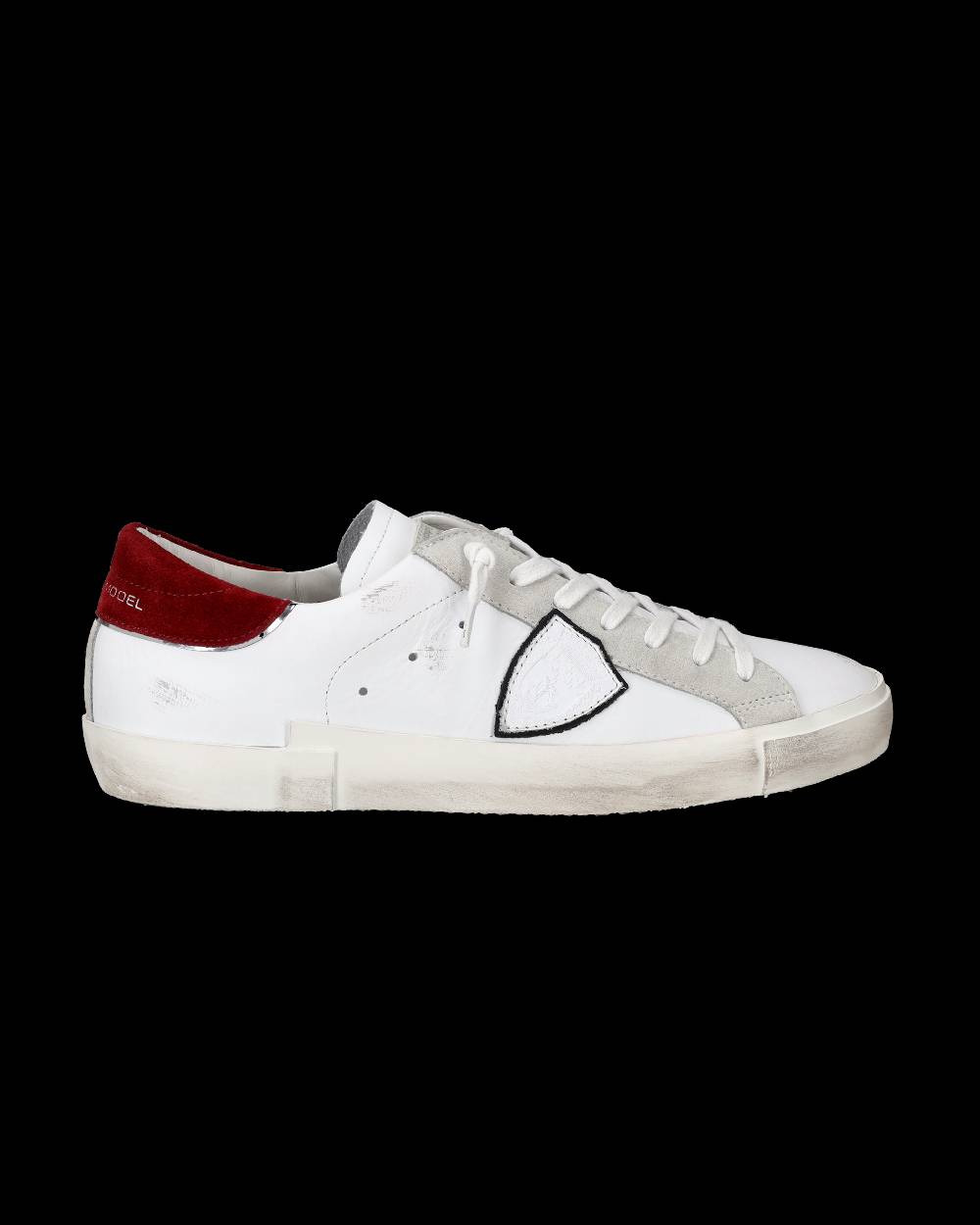 Philippe Model Sneakers Prsx da Uomo Bianche e Bordeaux in Pelle Scamosciata Presa