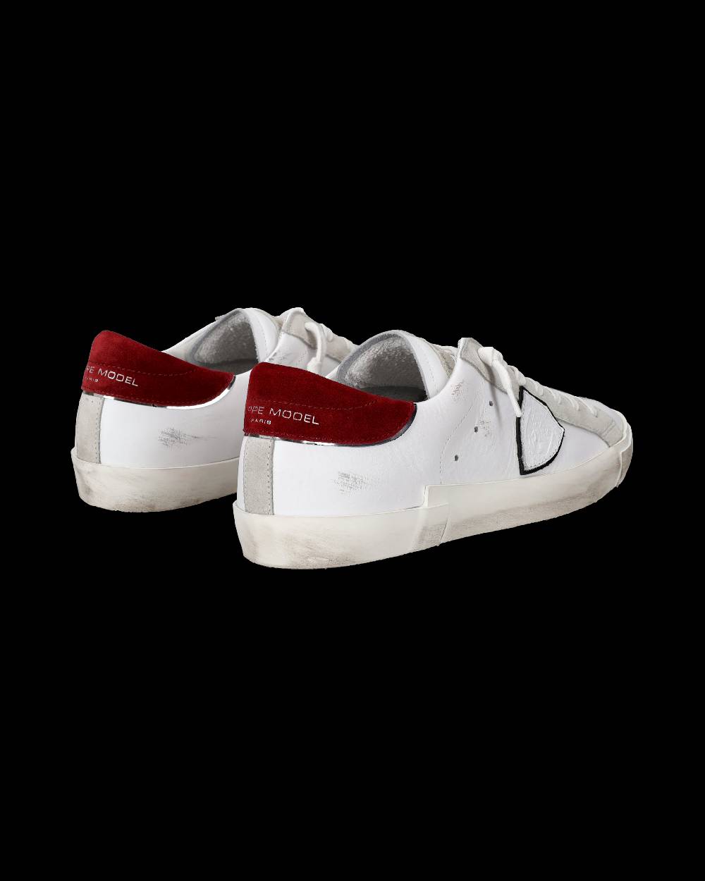 Philippe Model Sneakers Prsx da Uomo Bianche e Bordeaux in Pelle Scamosciata Presa