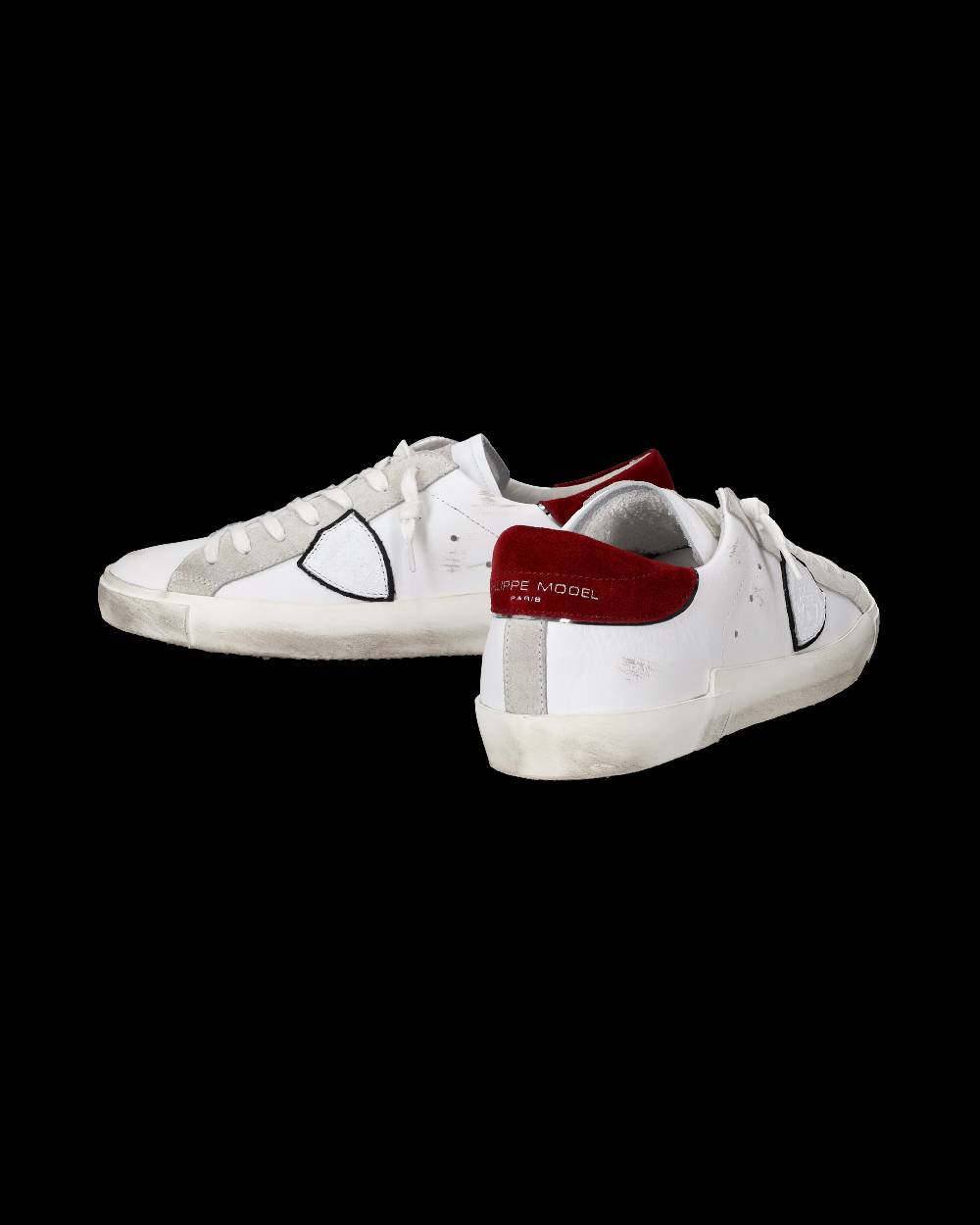 Philippe Model Sneakers Prsx da Uomo Bianche e Bordeaux in Pelle Scamosciata Presa