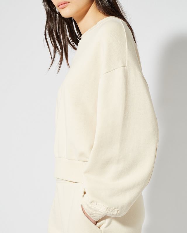 Philippe Model Felpa Cropped Beatrice da Donna Beige ecru in Jersey 50% di sconto per tempo limitato