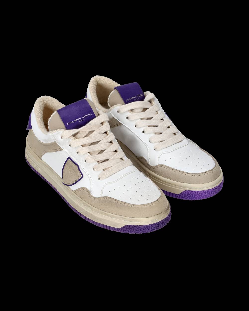 Philippe Model Sneakers Lyon da Donna Bianche e Viola in Pelle Riciclata Prezzo Ridotto