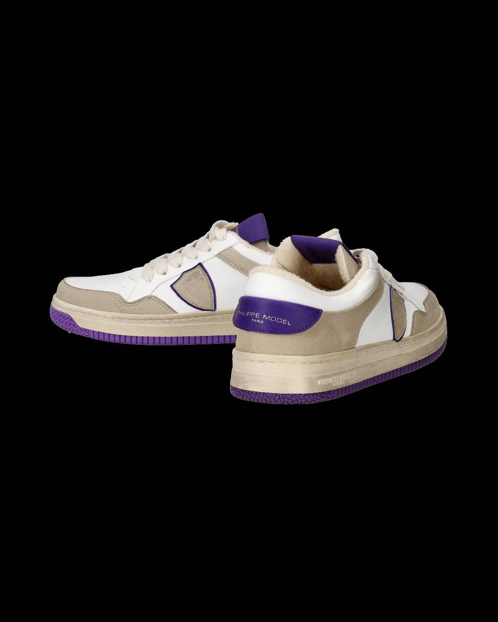 Philippe Model Sneakers Lyon da Donna Bianche e Viola in Pelle Riciclata Prezzo Ridotto