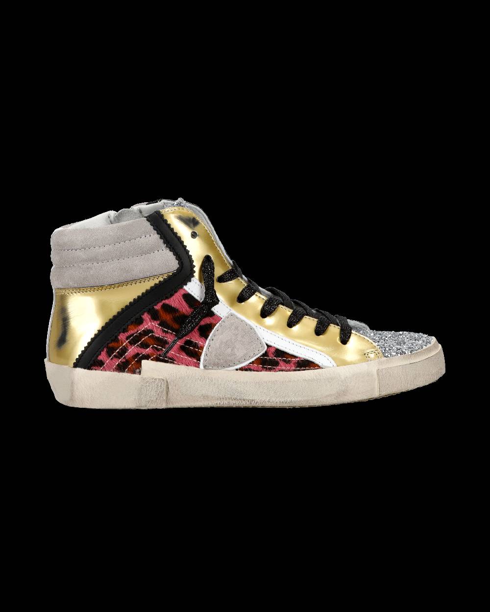 Philippe Model Sneaker casual Prsx da donna in nylon e pelle - Nero e argento Prezzo di fabbrica