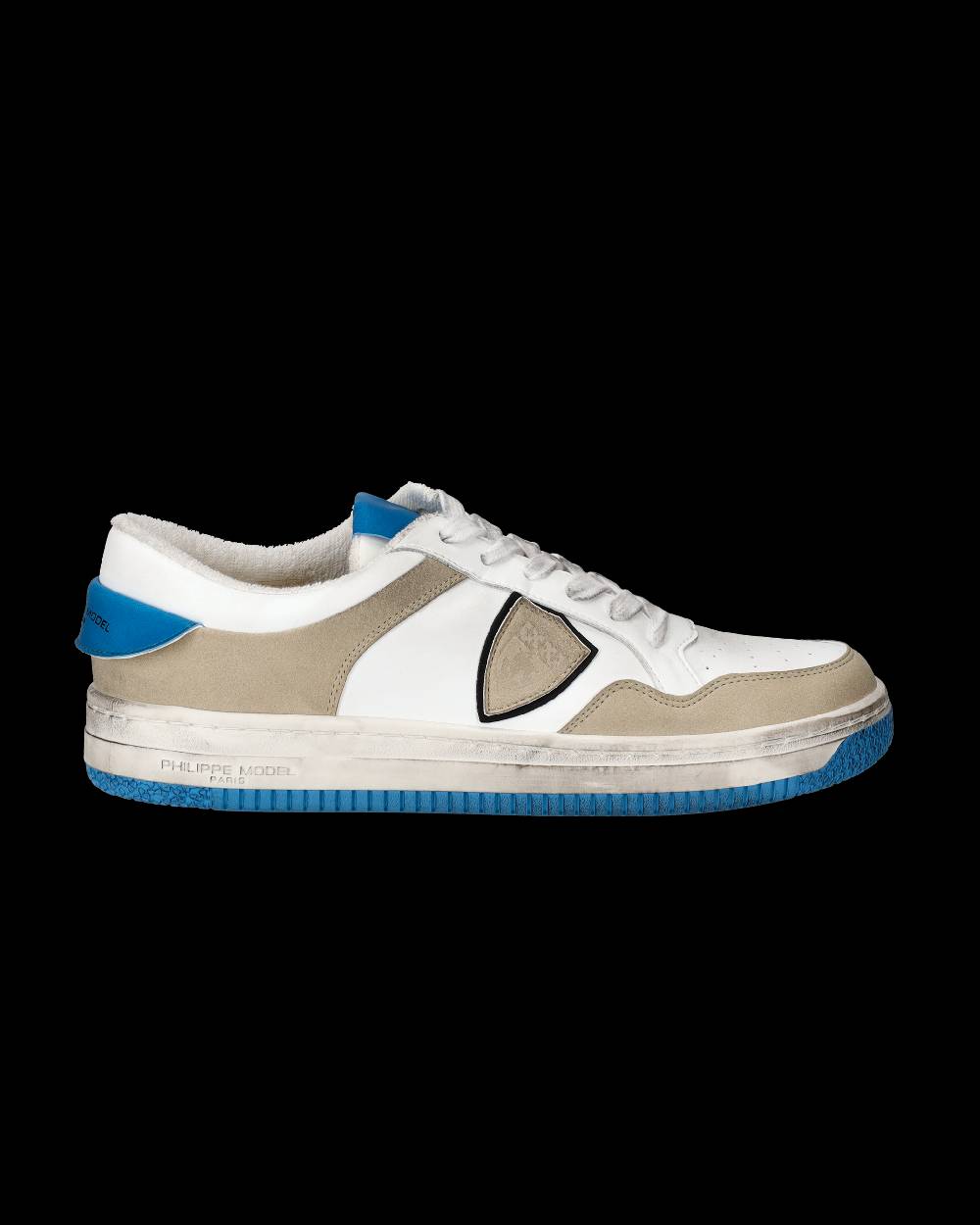 Philippe Model Sneakers Lyon da Uomo Bianche e Blu in Pelle Riciclata Offerta San Valentino