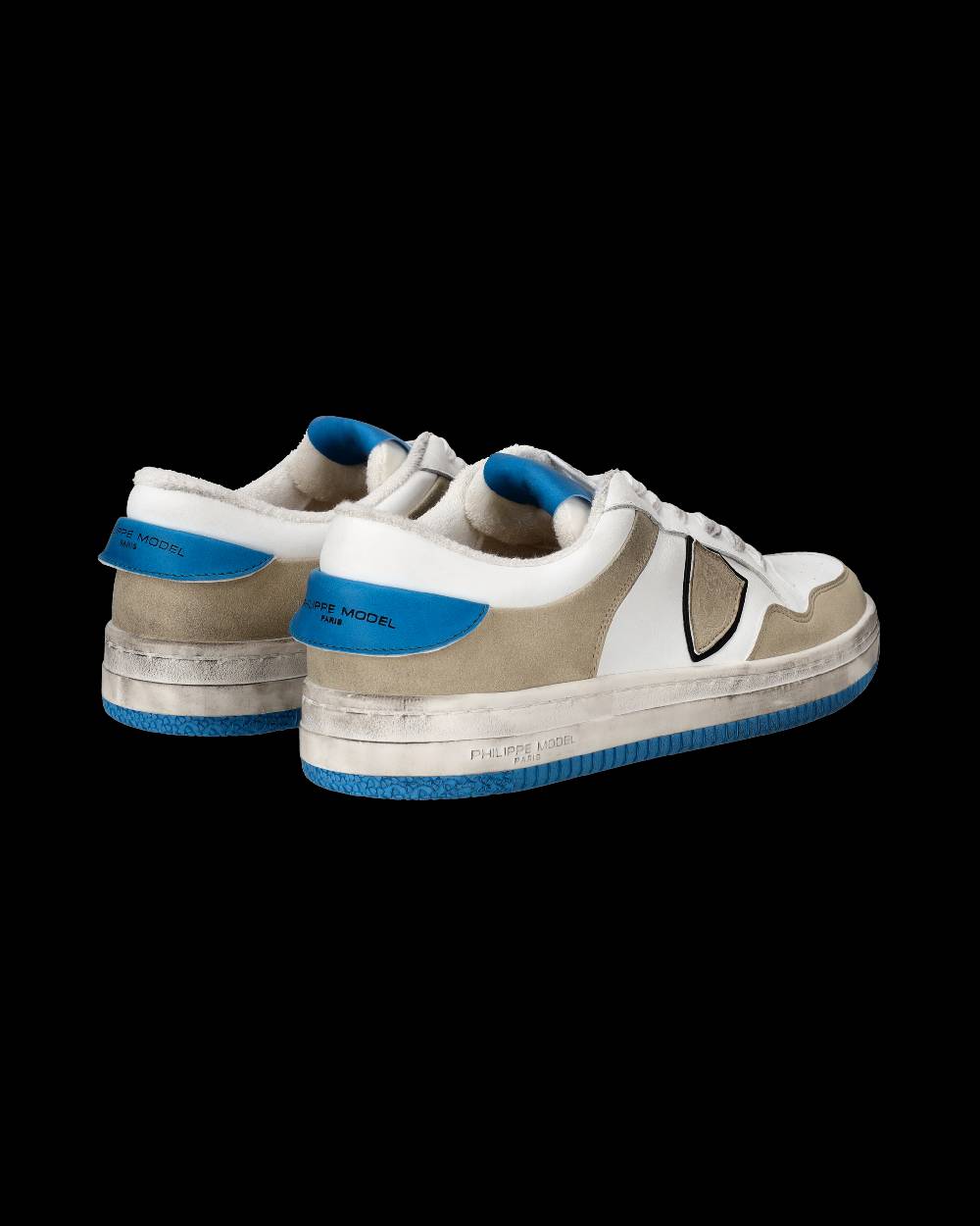 Philippe Model Sneakers Lyon da Uomo Bianche e Blu in Pelle Riciclata Offerta San Valentino