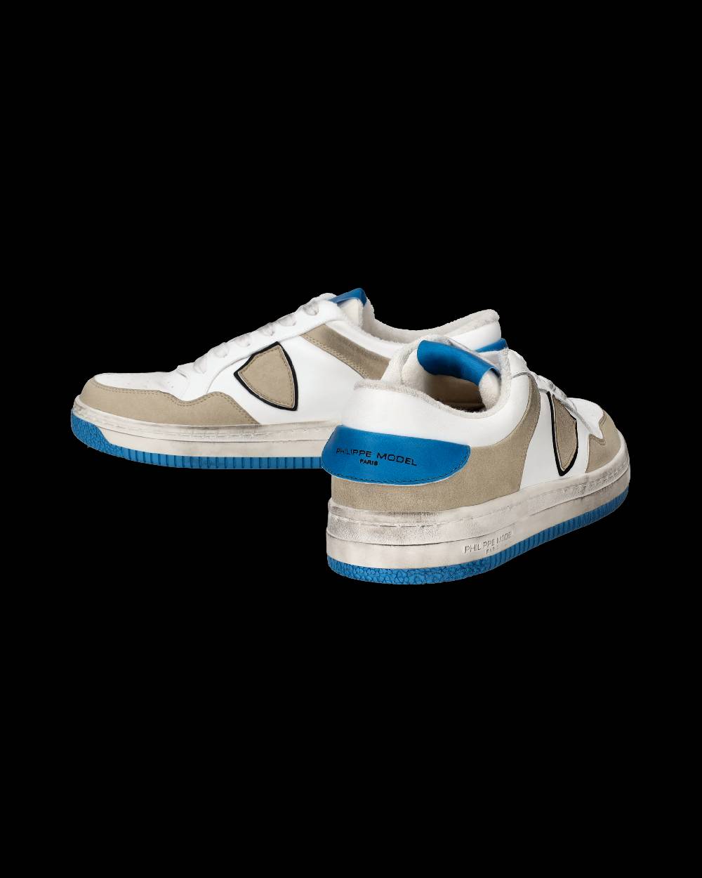 Philippe Model Sneakers Lyon da Uomo Bianche e Blu in Pelle Riciclata Offerta San Valentino