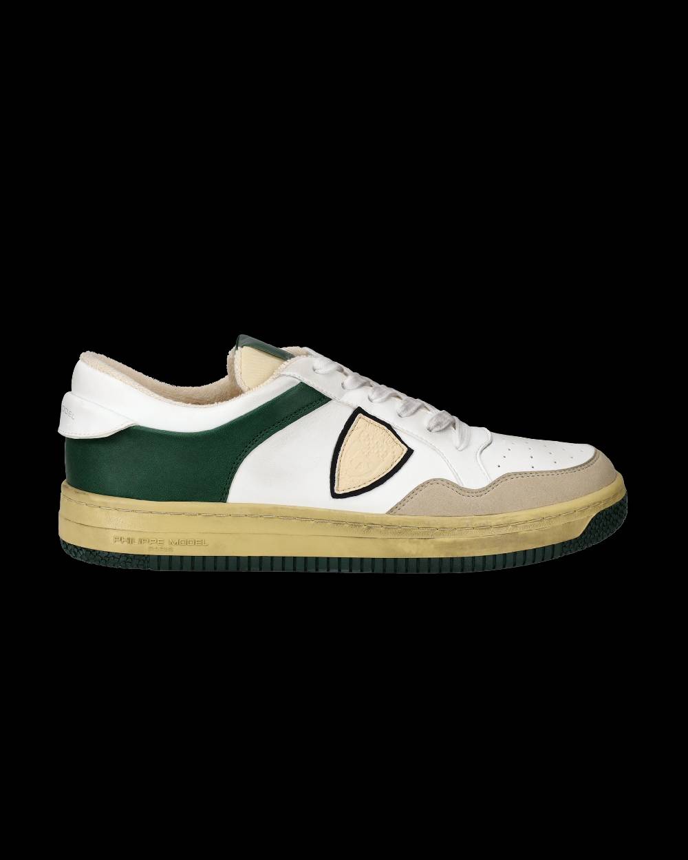 Philippe Model Sneakers Lyon da Uomo Bianche e Verdi in Pelle Riciclata Smaltimento dello stoccaggio