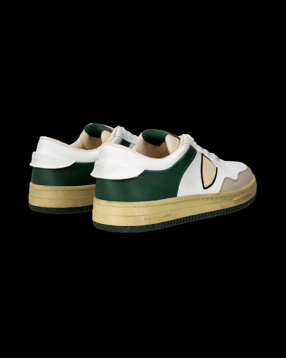 Philippe Model Sneakers Lyon da Uomo Bianche e Verdi in Pelle Riciclata Smaltimento dello stoccaggio