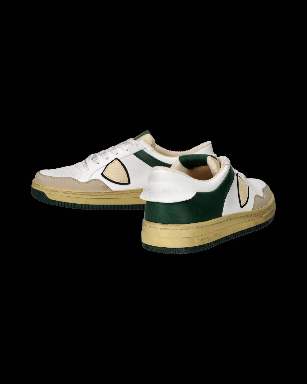 Philippe Model Sneakers Lyon da Uomo Bianche e Verdi in Pelle Riciclata Smaltimento dello stoccaggio