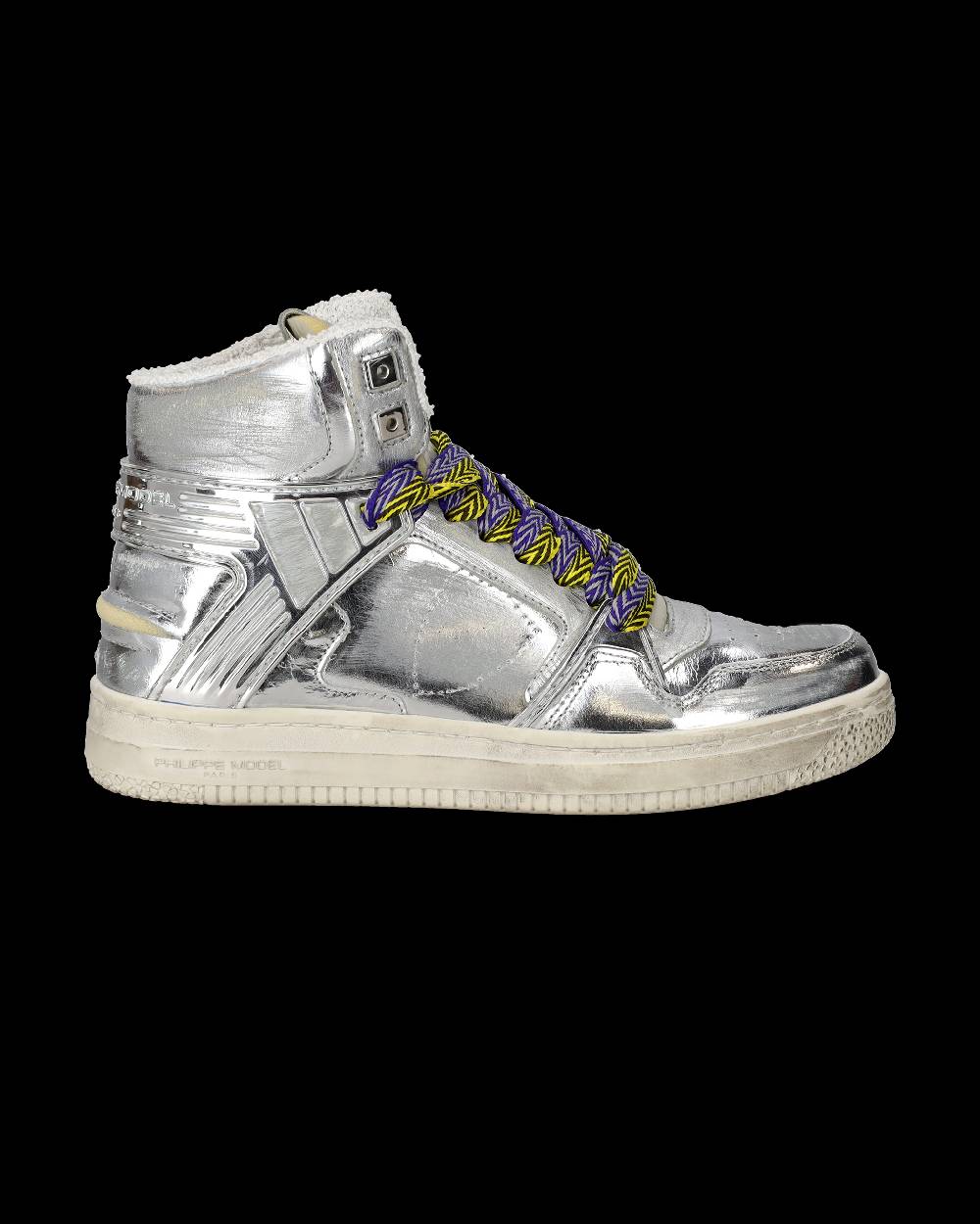 Philippe Model Sneakers Alte La Grande da Donna Argento in Pelle Metal Limitato a 3 giorni