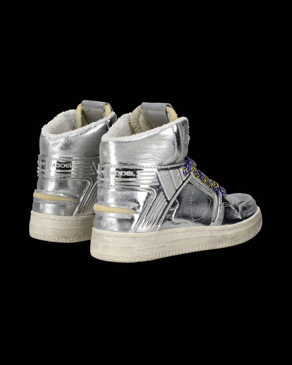 Philippe Model Sneakers Alte La Grande da Donna Argento in Pelle Metal Limitato a 3 giorni