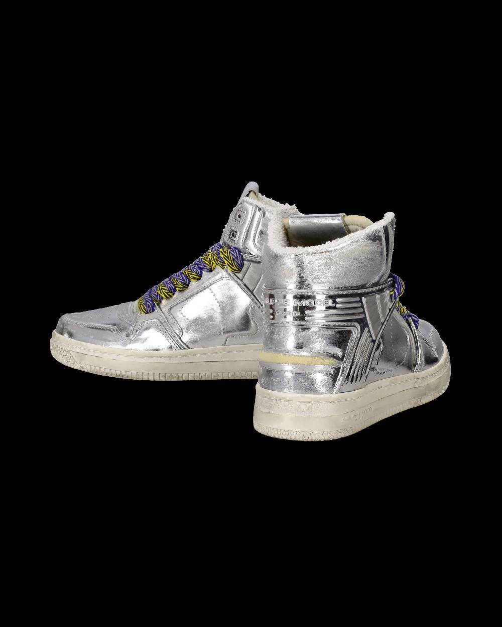 Philippe Model Sneakers Alte La Grande da Donna Argento in Pelle Metal Limitato a 3 giorni