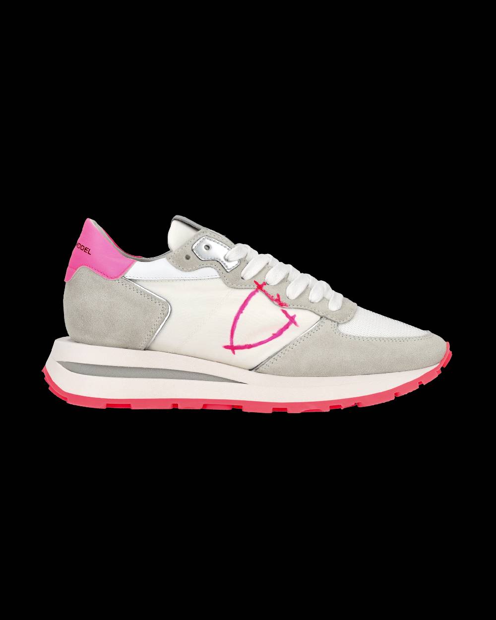 Philippe Model Sneaker basse Tropez Haute donna - bianco, grigio e fucsia In Linea