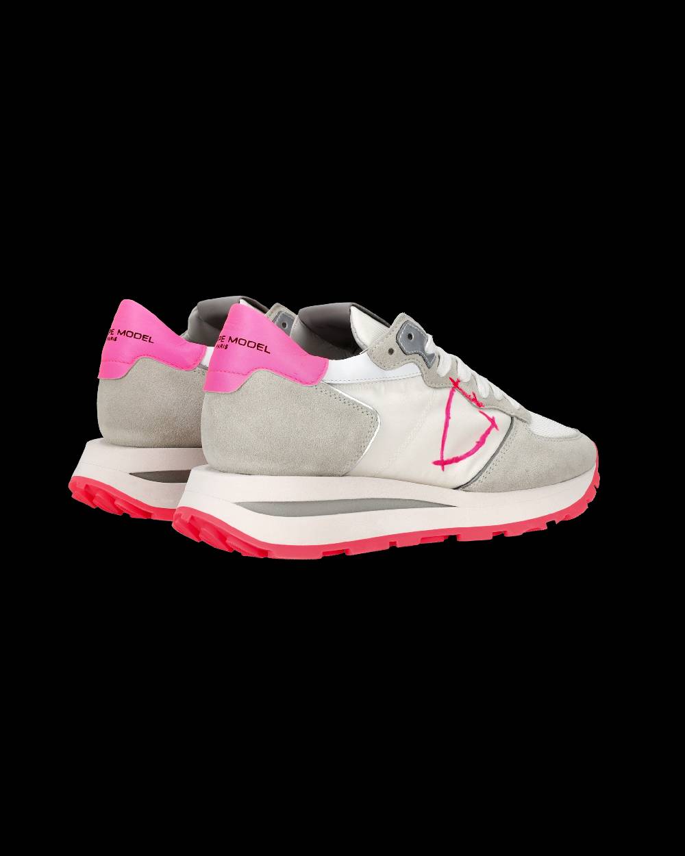 Philippe Model Sneaker basse Tropez Haute donna - bianco, grigio e fucsia In Linea